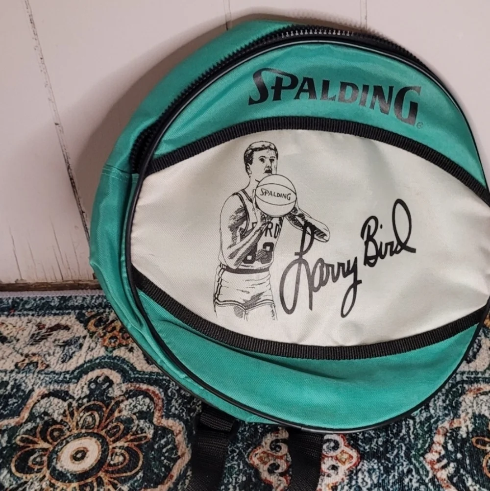 Vintage Larry Bird Spalding Backpack Green Bag NBA Boston Celtics Playoffs